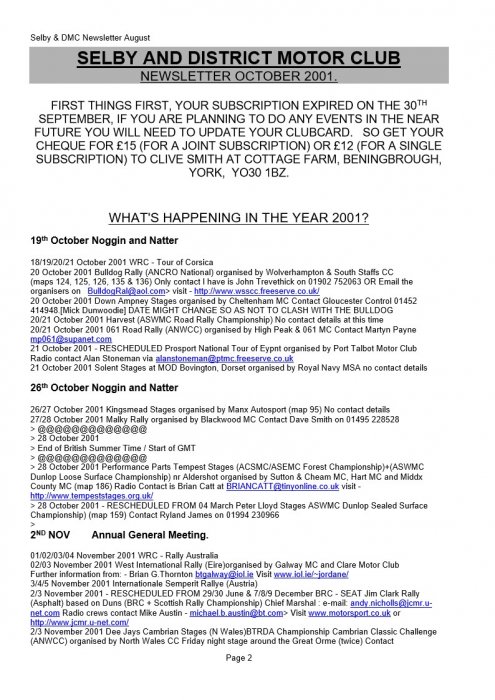 Selby Motor Club Newsletters