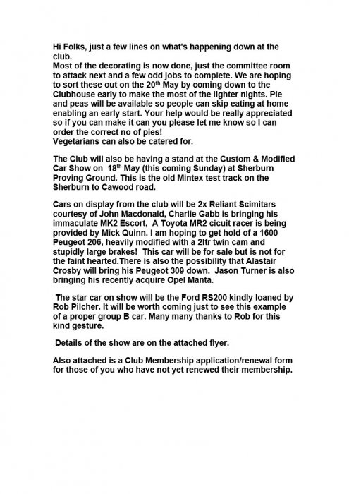 Selby Motor Club Newsletters