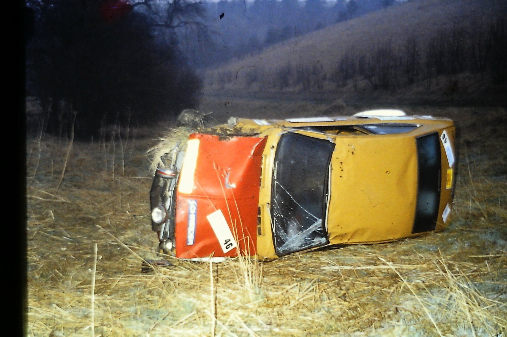 The car of Chris Cotton and Jon Riley in Millington Pastures.