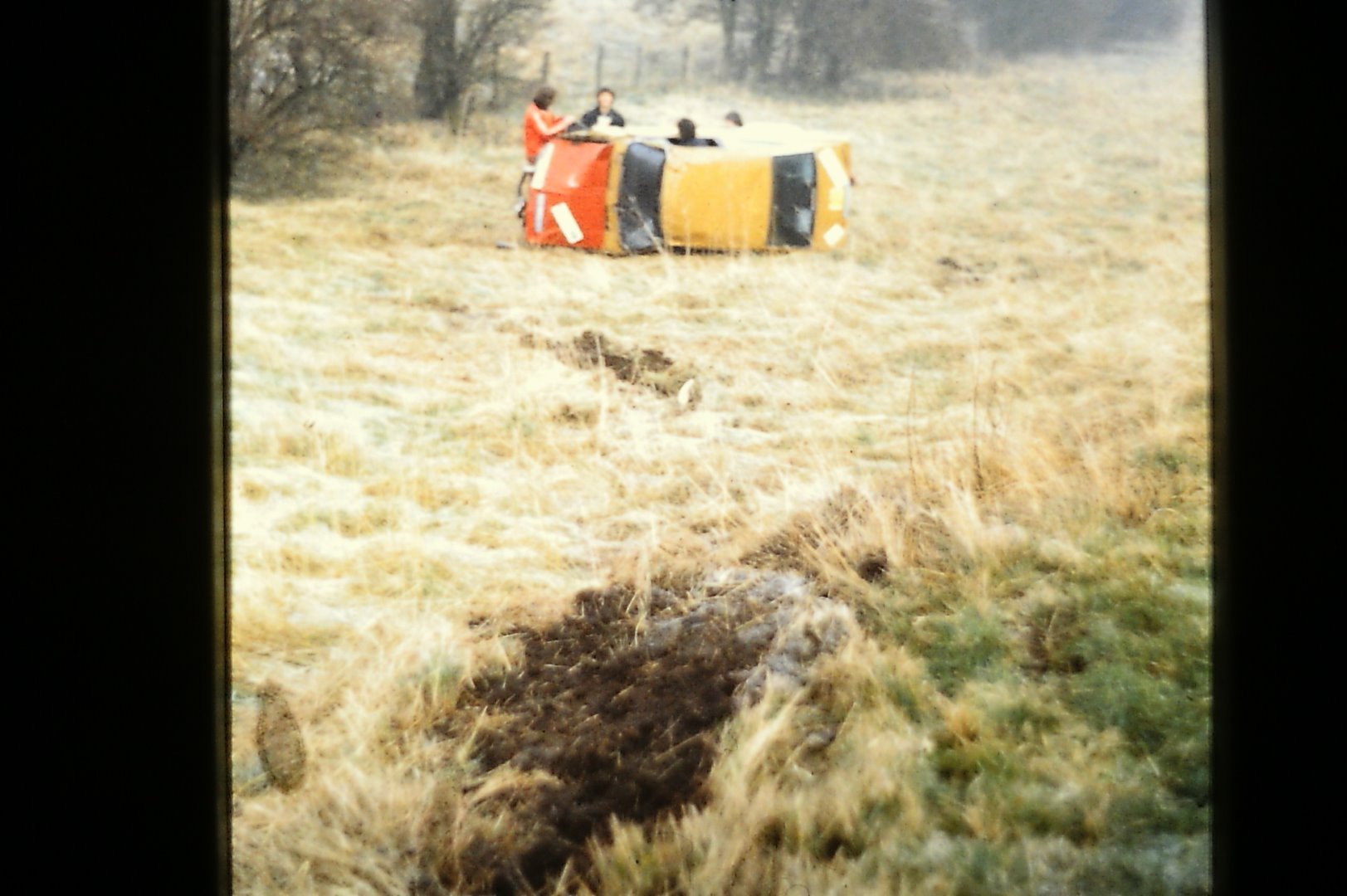 The car of Chris Cotton and Jon Riley in Millington Pastures.