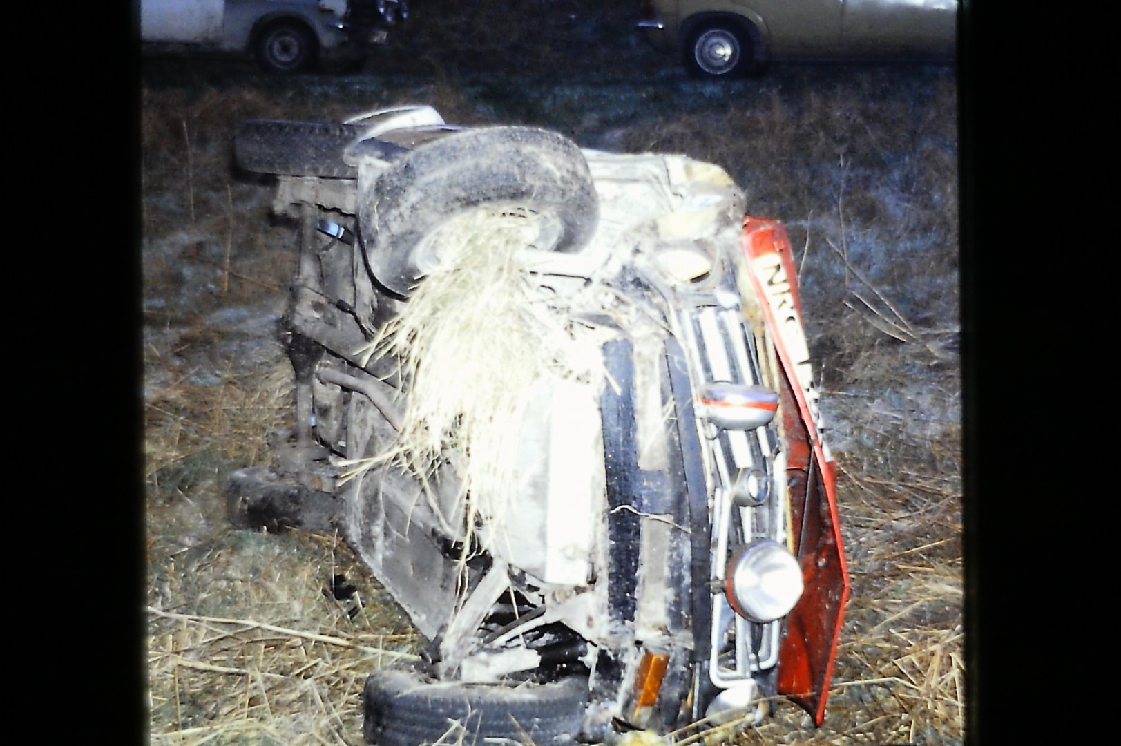 The car of Chris Cotton and Jon Riley in Millington Pastures.