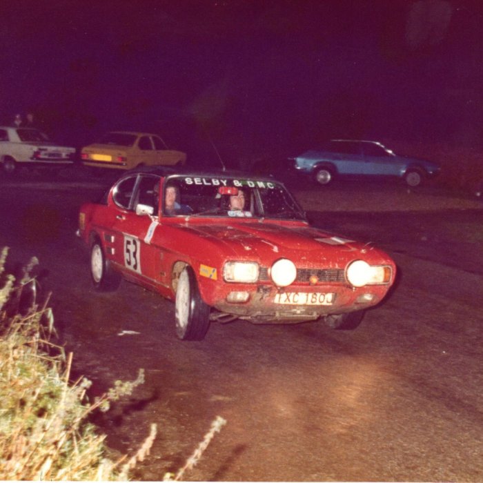 Tom Turbert driving his 3 litre Capri with Ralph Jackson navigating.